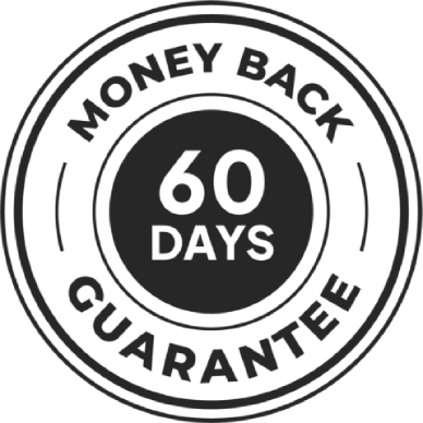 60 day money back guarantee badge for risk free purchase and customer satisfaction assurance