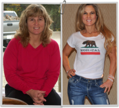 Woman showing body transformation results after using Venus Factor supplement